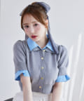 one after another NICE CLAUP(ワンアフターアナザー ナイスクラップ) 【新色追加】今期トレンド/重ね襟半袖ニット