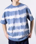FREDY & GLOSTER(フレディ アンド グロスター) 【GLOSTER】16/-綿天竺 タイダイ染め ボーダークルーネックTシャツ