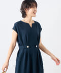 NOLLEY'S(ノーリーズ) ウォッシャブル麻調タックコクーンワンピース