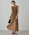 Loungedress】シャーリングノースリワンピース | OUTLET