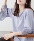 natural couture(ナチュラルクチュール) 【WEB限定】衿2WAYレースカフスブラウス