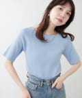 natural couture(ナチュラルクチュール) 【WEB限定】スクエアネックリブ半袖ニット