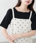 natural couture(ナチュラルクチュール) 【WEB限定】スクエアネックリブ半袖ニット