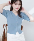 natural couture(ナチュラルクチュール) 前あきカーデ風ニット