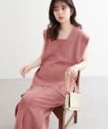 natural couture(ナチュラルクチュール) 【WEB限定】総針Vネックベスト+キャミSET
