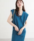 natural couture(ナチュラルクチュール) 【WEB限定】総針Vネックベスト+キャミSET