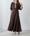 NICE CLAUP / OLIVE des OLIVE OUTLET(ナイスクラップ  / オリーブ デ オリーブ アウトレット) 【セットアイテム】【RMAF】配色カットジャガードワンピース