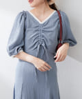 NICE CLAUP / OLIVE des OLIVE OUTLET(ナイスクラップ  / オリーブ デ オリーブ アウトレット) 【セットアイテム】【RMAF】配色カットジャガードワンピース