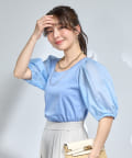 La boutique BonBon(ラブティックボンボン) 【お上品カットソー】シアーボリュームスリーブカットソー