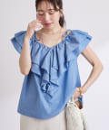 La boutique BonBon(ラブティックボンボン) 【取り入れやすいトレンド】コットンシルクラッフルブラウス