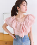 La boutique BonBon(ラブティックボンボン) 【取り入れやすいトレンド】コットンシルクラッフルブラウス