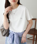 DISCOAT(ディスコート) 【9色展開】線抜きハート刺繍コンパクト半袖Tシャツ《WEB限定》