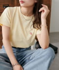 DISCOAT(ディスコート) 【9色展開】線抜きハート刺繍コンパクト半袖Tシャツ《WEB限定》