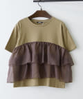 NICE CLAUP / OLIVE des OLIVE OUTLET(ナイスクラップ  / オリーブ デ オリーブ アウトレット) 【RMAF】【WEB限定】オーガンジードッキング半袖Ｔ