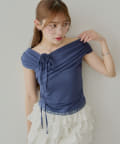 Chico(チコ) 【5色展開】ローズチョーカー付ワンショル裾レースT