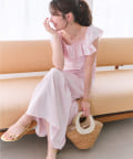 La boutique BonBon(ラブティックボンボン) 【人気スタッフmiki監修・3サイズ展開あり】フリルトリムマーメイドワンピース