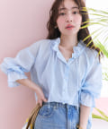 La boutique BonBon(ラブティックボンボン) 【愛されエアリーブラウス】シアーリネン混パール釦リボンブラウス