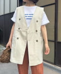 CIAOPANIC TYPY(チャオパニックティピー) ノーカラーリネン混ジレ