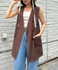 CIAOPANIC TYPY(チャオパニックティピー) ノーカラーリネン混ジレ