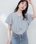 natural couture(ナチュラルクチュール) ゴールドバー付きボウタイブラウス