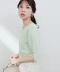 natural couture(ナチュラルクチュール) 【WEB限定】前後2WAYピンタック切替袖シンプルニット