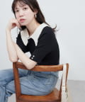 natural couture(ナチュラルクチュール) 【WEB限定】衿付きシンプルリブニットプルーバー