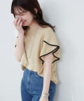 natural couture(ナチュラルクチュール) 接触冷感配色ラッフルスリーブプルオーバー