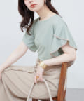 natural couture(ナチュラルクチュール) 接触冷感配色ラッフルスリーブプルオーバー