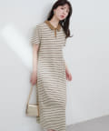 natural couture(ナチュラルクチュール) 【WEB限定】配色スキッパーカットソーワンピース