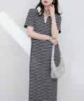 natural couture(ナチュラルクチュール) 【WEB限定】配色スキッパーカットソーワンピース
