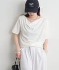 Omekashi(オメカシ) ボートネックドレープ半袖Ｔシャツ