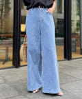 Chez toi(シェトワ) 【体の7割が足に見える】後ろギャザーデザインデニム