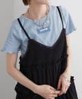 w closet(ダブルクローゼット) 【5色展開】フリルネーム付きリブT