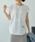PUAL CE CIN(ピュアルセシン) 【汗シミ防止】ワンポイントロゴフレンチスリーブTシャツ