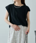 PUAL CE CIN(ピュアルセシン) 【汗シミ防止】ワンポイントロゴフレンチスリーブTシャツ
