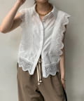 DOUDOU(ドゥドゥ) 【WEB限定】エリ付レースタンクブラウス
