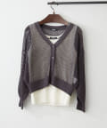 NICE CLAUP / OLIVE des OLIVE OUTLET(ナイスクラップ  / オリーブ デ オリーブ アウトレット) 2枚セット【RMAF】メッシュカーデ+配色リブタンク