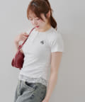 NICE CLAUP / OLIVE des OLIVE OUTLET(ナイスクラップ  / オリーブ デ オリーブ アウトレット) 【RMAF】レース付テレコTシャツ