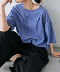 PUAL CE CIN(ピュアルセシン) タックロゴ刺繍Tシャツ