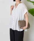 Jena　espace merveilleux(ジェナ　エスパスメルヴェイユ) 【美ラクシャツ】リネンライク袖タックシャツ