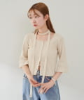 Kastane(カスタネ) 【WEB先行/2WAY/4色展開】リブニットスクエアレースカーデ