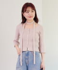 Kastane(カスタネ) 【WEB先行/2WAY/4色展開】リブニットスクエアレースカーデ