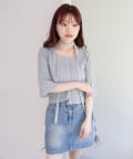 Kastane(カスタネ) 【WEB先行/2WAY/4色展開】リブニットスクエアレースカーデ