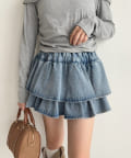 NICE CLAUP / OLIVE des OLIVE OUTLET(ナイスクラップ  / オリーブ デ オリーブ アウトレット) 【one after another】デニムティアードミニスカート