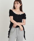 RAY CASSIN(レイカズン) サイドフリルオフショルTシャツ