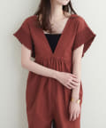 NICE CLAUP / OLIVE des OLIVE OUTLET(ナイスクラップ  / オリーブ デ オリーブ アウトレット) 【natural couture】綿麻シャーリング袖サロペ