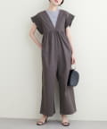 NICE CLAUP / OLIVE des OLIVE OUTLET(ナイスクラップ  / オリーブ デ オリーブ アウトレット) 【natural couture】綿麻シャーリング袖サロペ
