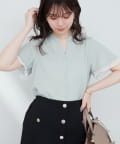 natural couture(ナチュラルクチュール) 袖口シアーパール釦スキッパーブラウス