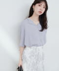 natural couture(ナチュラルクチュール) パール釦Vネック5分袖ブラウス