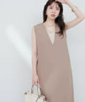 natural couture(ナチュラルクチュール) カットジョーゼットVネックワンピース